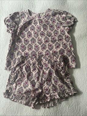 Crewcuts Pink & Purple Floral Top with Matchinh Elastic Waist Shorts, Size 10